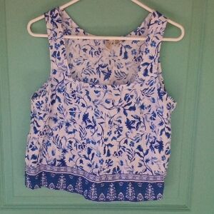 Joie Blue and White Floral Tank Top